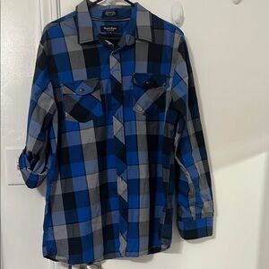 Casual Plaid Blue Long sleeve shirt